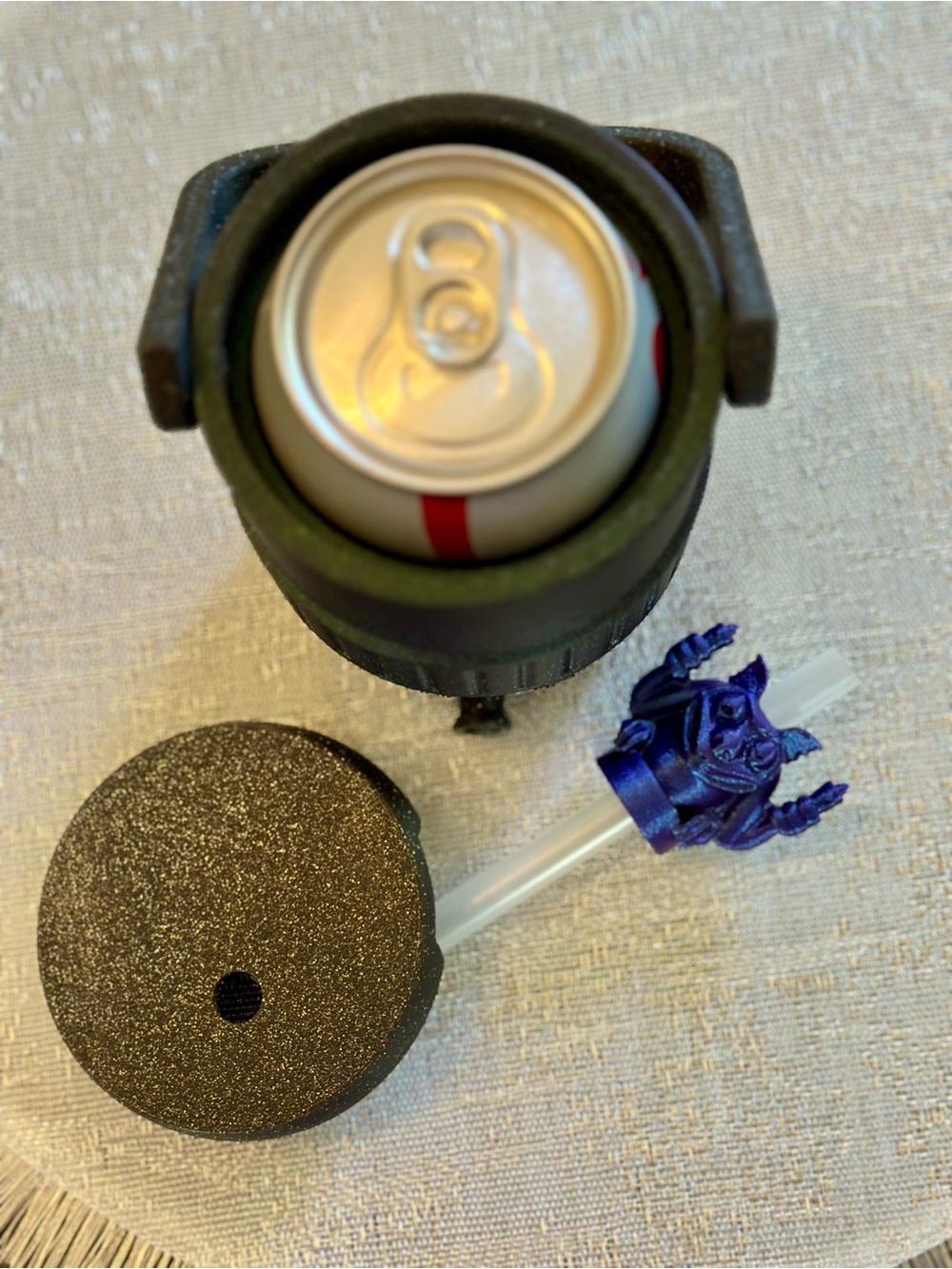 Disney Halloween Themed Can Cooler with Haunted Mansion Gargoyle Straw Topper - Picture 5 of 5